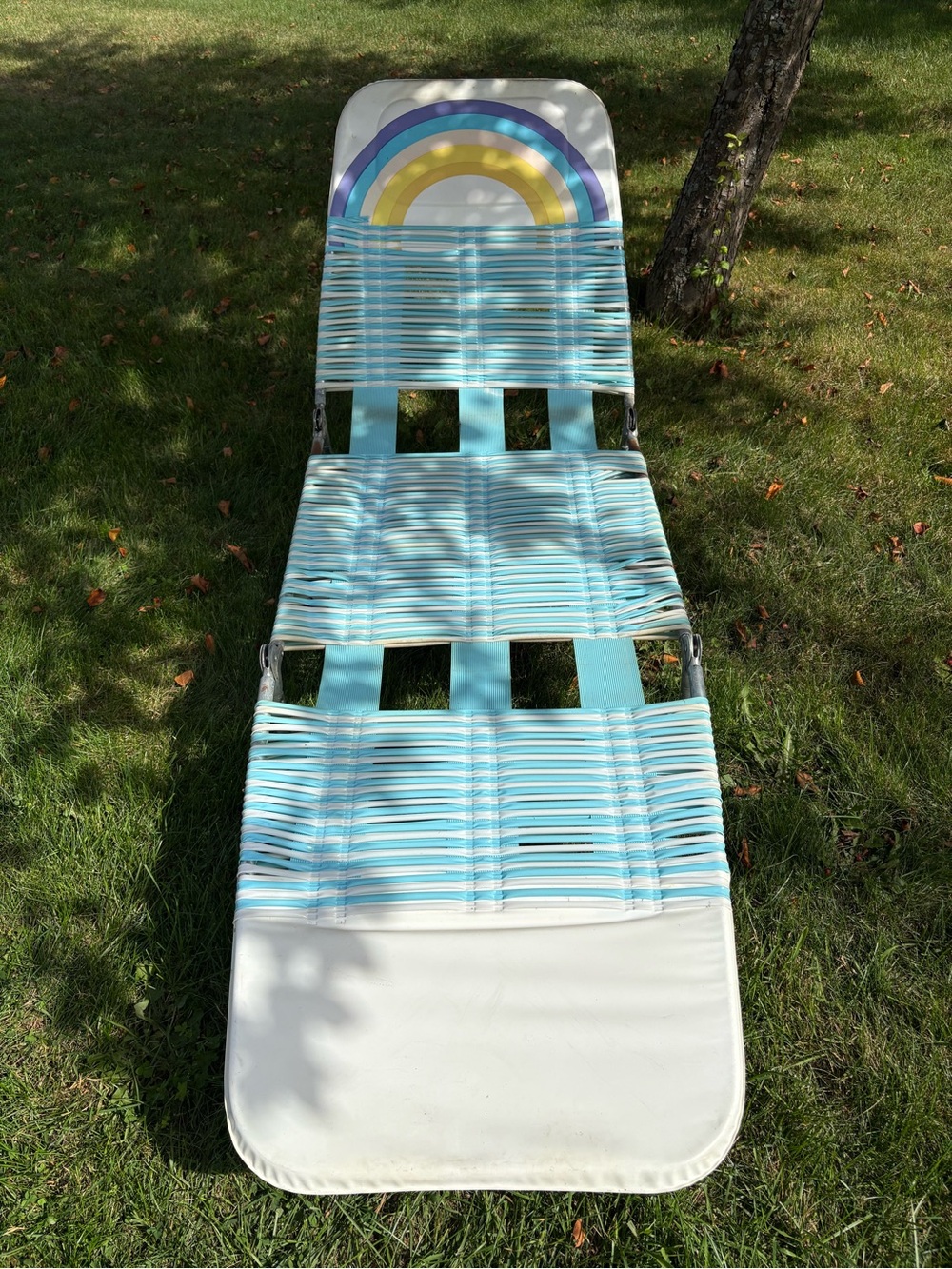 Aqua Stripe Rainbow Lounge Chair - Blue/White (Adult Size) RARE